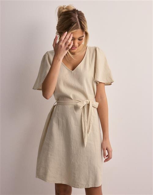 Se JDY - Beige - Jdysay S/S Linen Bell Dress Wvn Noo ved Nelly