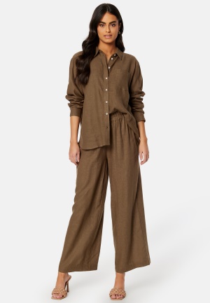 Se ONLY Onltokyo  Linen Blend Pant Brown XS/32 ved Bubbleroom