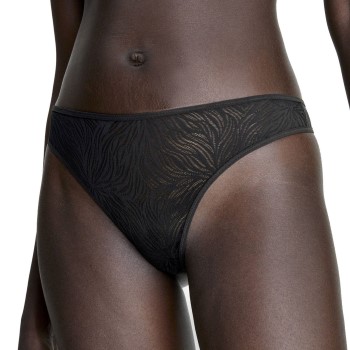 Calvin Klein Trusser Sheer Marquisette Lace Thong Sort polyamid Medium Dame