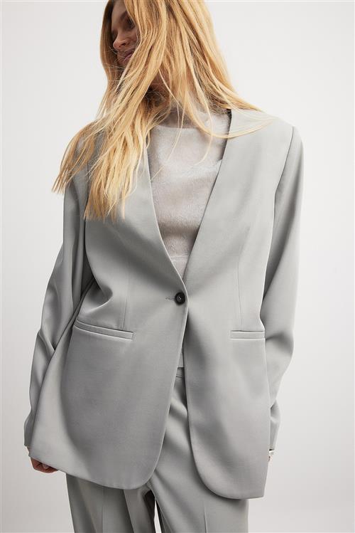 NA-KD Lige oversized blazer uden revers - Grey