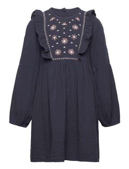 Mango Flowers Cotton Dress Mango Navy