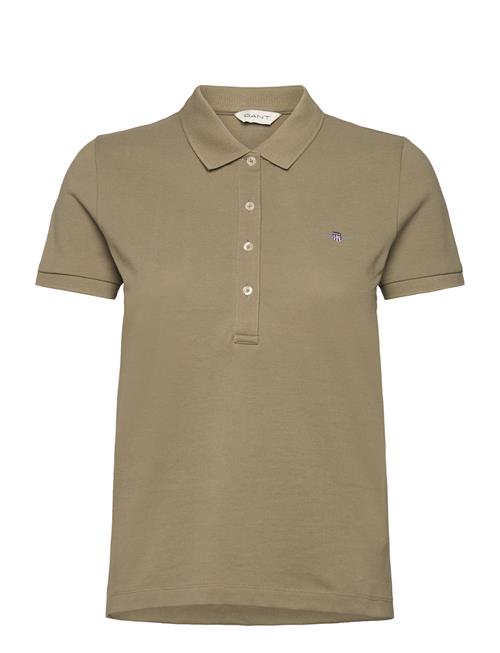 Se GANT Slim Sheild Cap Sleeve Pique Polo GANT Khaki ved Booztlet