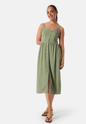 Se VILA Vipricil strap button dress Green 34 ved Bubbleroom