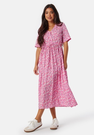 Se Pieces Pctala String Tie Midi Dress Hot Pink M ved Bubbleroom