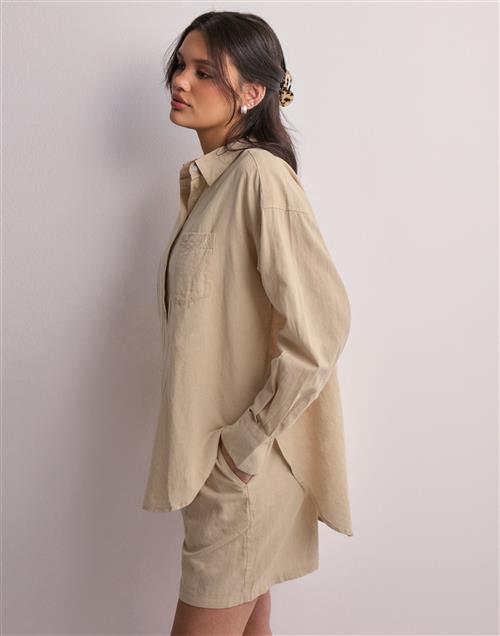 Se JJXX - Beige - Jxjamie Ls Rlx Linen Blend Shirt Wv ved Nelly