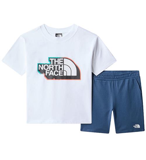 Se The North Face ShortssÃ¦t - T-shirt/Shorts - Hvid/Shady Blue ved KidsWorld