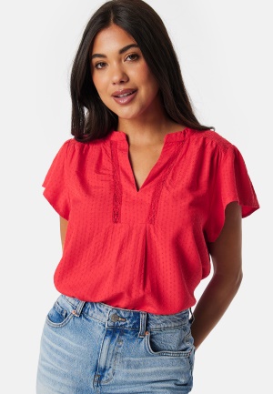 VILA Vinensa V-Neck S/S top Red 40