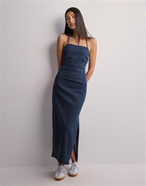 Vero Moda - Blå - Vmisla Sl Long Slim Slit Dnm Dress