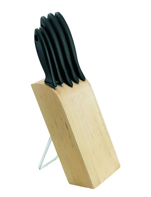 Se Fiskars Essential Knife Block With 5 Knives Fiskars Brown ved Booztlet