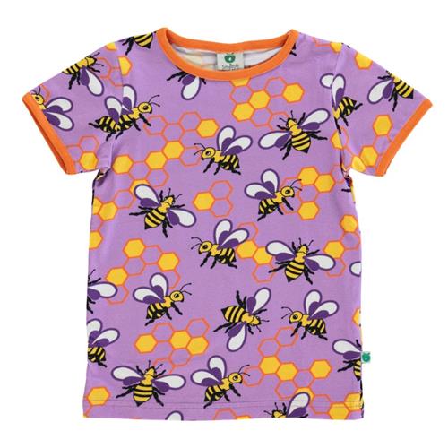 Se Småfolk Mønstret T-shirt Med Bier Viola | Lilla | 2-3 years ved Babyshop