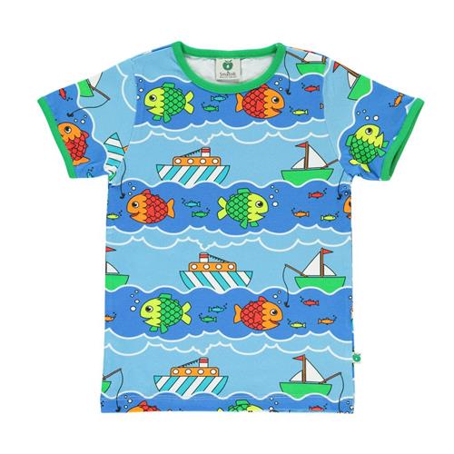 Småfolk Mønstret T-shirt Med Båder Og Fisker Blue Grotto | Blå | 7-8 years