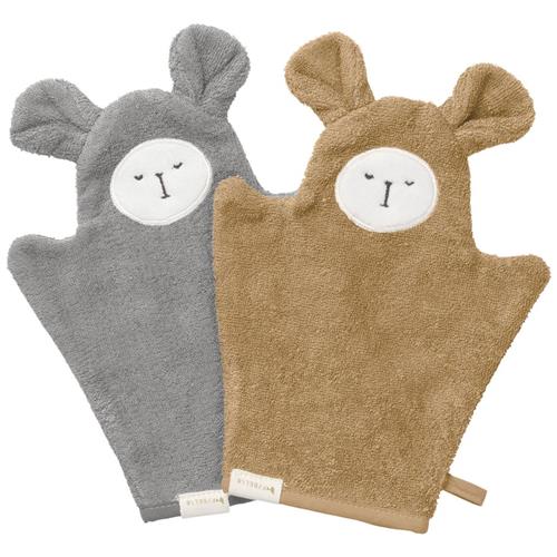 Se Fabelab Bjørneformete Badehandsker Caramel Mix | Brun | 0-3 ved Babyshop