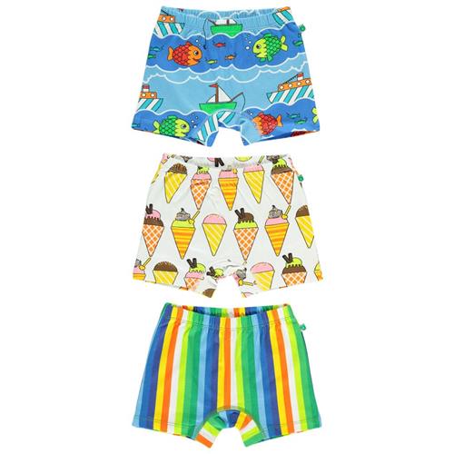 Småfolk 3-pak Mønstret Boxers Blue Grotto | Blå | 5-6 years