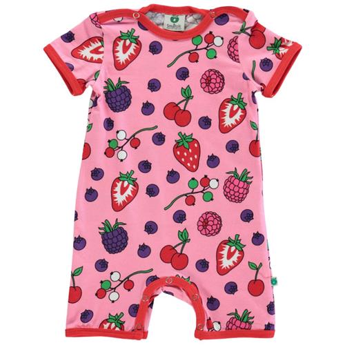 Se Småfolk Mønstret Romper Med Bærer Sea Pink | Lyserød | 68 cm ved Babyshop