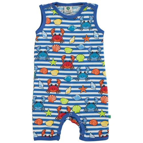 Se Småfolk Mønstret Romper Med Krabber Brilliant Blue | Blå | 80 cm ved Babyshop