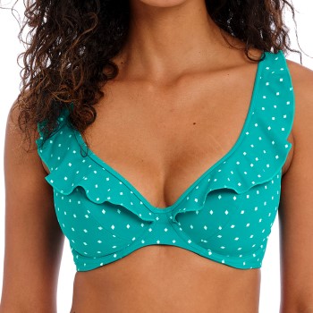 Se Freya Jewel Cove High Apex Bikini Top With J-Hook Turkise E 70 Dame ved Timarco