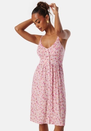 BUBBLEROOM Short Floral Strap Dress Pink/Floral S