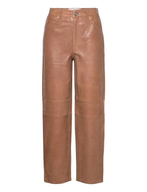 Se Selected Femme Slfsana-Bynne Hw Straight Leather Pant Selected Femme Brown ved Booztlet