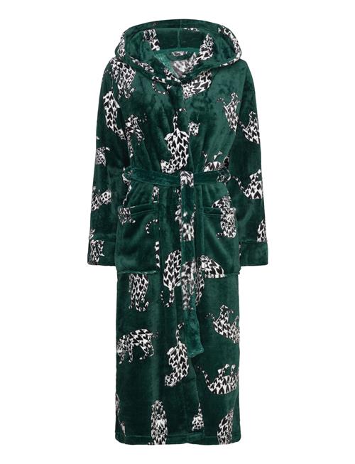 Se Hunkemöller Robe Long Flannel Fleece Cats Hunkemöller Green ved Booztlet