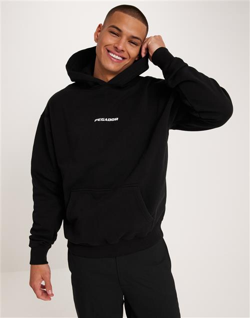 Pegador Colne Logo Oversized Hood Hoodies Washed Black