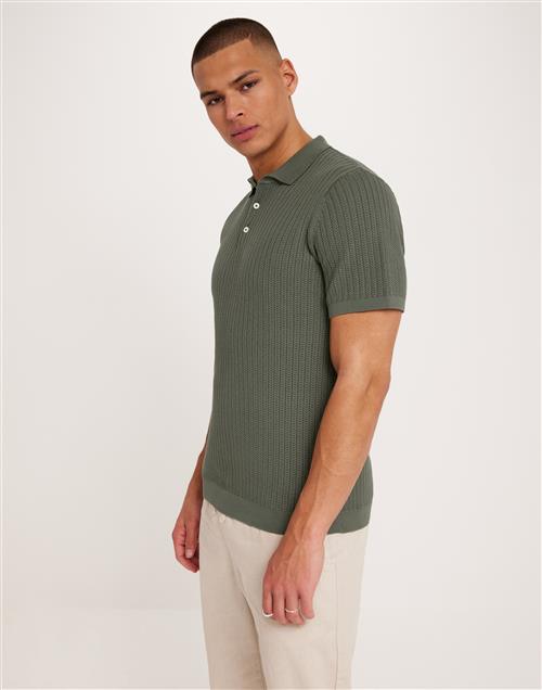 Casual Friday CFKarl structured knit polo Kortærmede poloer Agave Green