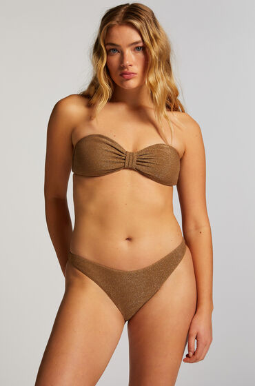 Hunkemöller Højskåret Bikinitrusse Goldie Shimmer gul