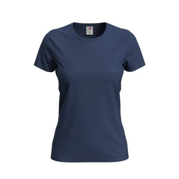 Se Stedman Comfort-T Crew Neck T-shirt Marineblå bomuld Small Dame ved Timarco