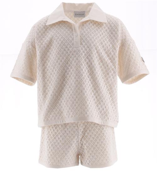 Moncler Moncler T-shirt/Shorts - Strik - Creme m. HulmÃ¸nster