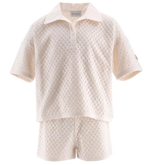 Se Moncler T-shirt/Shorts - Strik - Creme m. HulmÃ¸nster ved KidsWorld