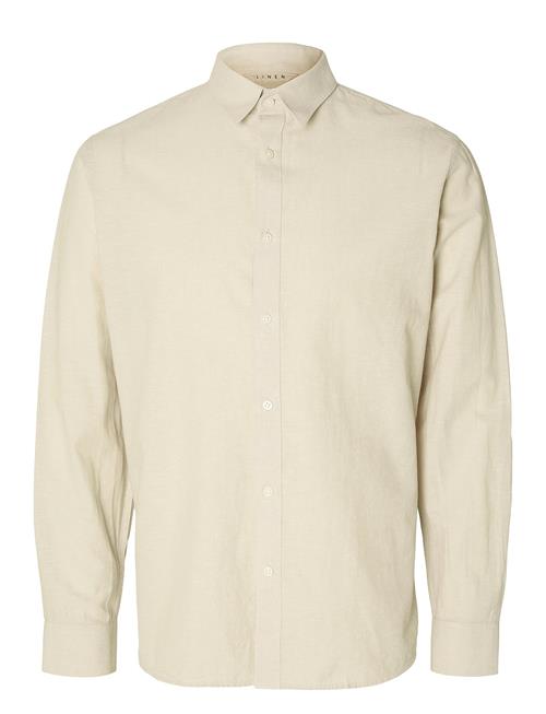 Slhslim-New Linen Shirt Ls Noos Selected Homme Beige