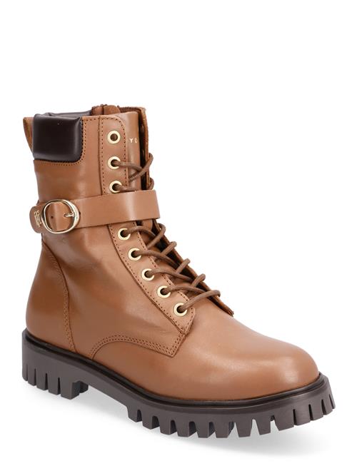 Tommy Hilfiger Buckle Lace Up Boot Tommy Hilfiger Brown