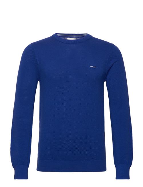 Se GANT Cotton Pique C-Neck GANT Blue ved Booztlet