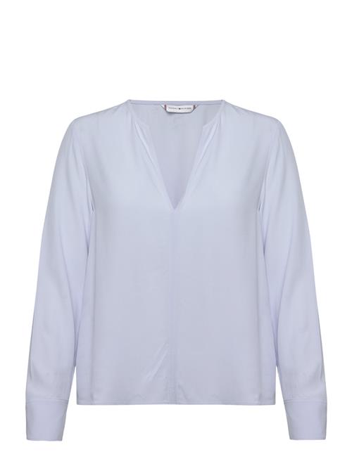 Tommy Hilfiger Viscose Crepe V-Neck Blouse Tommy Hilfiger Blue