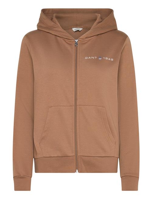 GANT Reg Printed Graphic Zip Hood GANT Brown