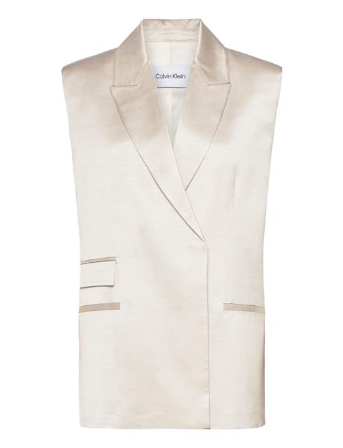 Se Calvin Klein Shiny Viscose Tailored Vest Calvin Klein White ved Booztlet