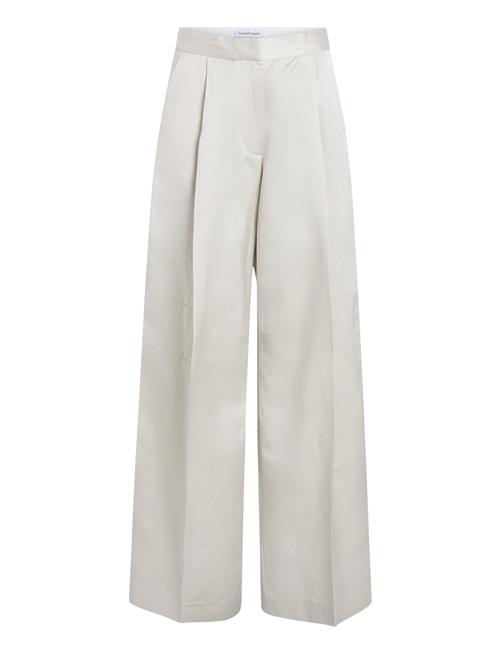 Calvin Klein Shiny Viscose Tailored Wide Leg Calvin Klein Cream