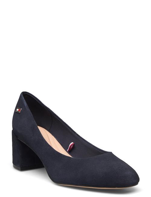 Se Tommy Hilfiger Th Suede Mid Heel Block Pump Tommy Hilfiger Navy ved Booztlet