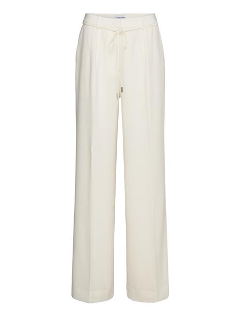 Se Calvin Klein Structure Twill Wide Leg Pant Calvin Klein Cream ved Booztlet