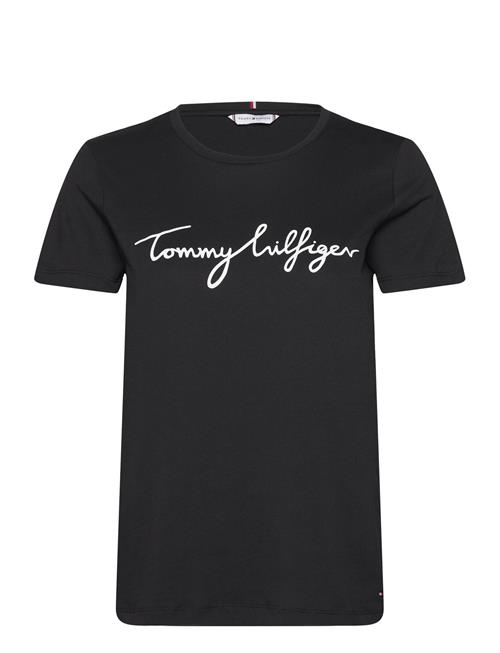 Reg C-Nk Signature Tee Ss Tommy Hilfiger Black