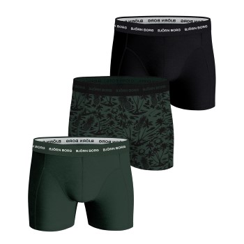 Björn Borg 3P Cotton Stretch Boxer 1565 Sort/Grøn bomuld Medium Herre