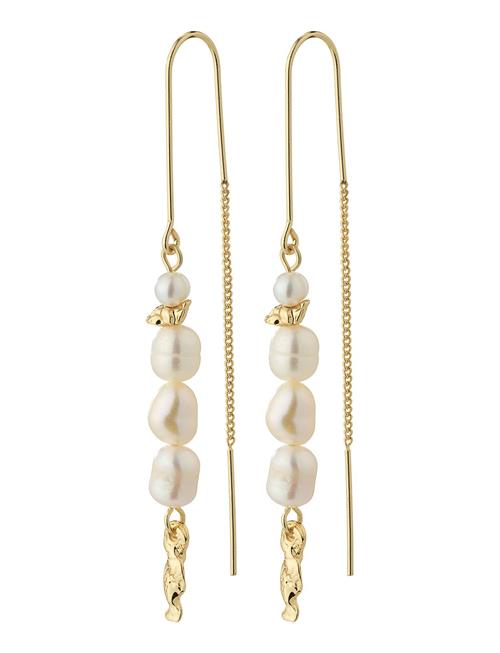 Berthe Pearl Chain Earrings Pilgrim Gold