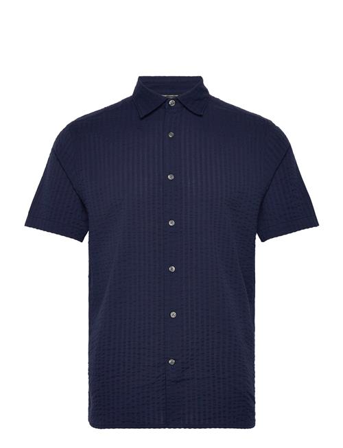 French Connection Ss Seersucker Check Shirt French Connection Navy