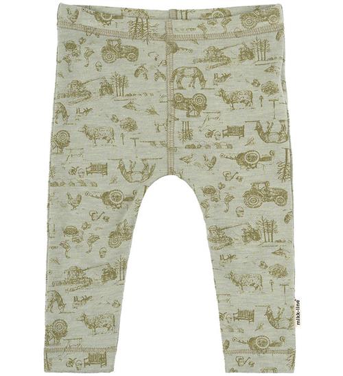 Se Mikk-Line Leggings - Uld/Bambus - Desert Sage m. Print ved KidsWorld