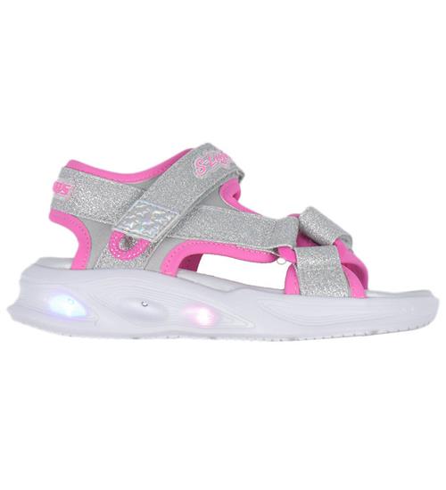 Se Skechers Sandaler m. Lys - Sola Glow - Silver/Hot Pink ved KidsWorld