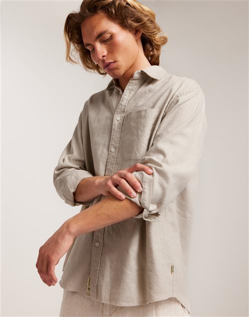 Woodbird WBYuzo Linen Shirt Hverdagsskjorter Beige