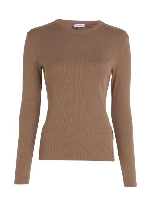 Se Calvin Klein Cotton Rib Ls T-Shirt Calvin Klein Brown ved Booztlet