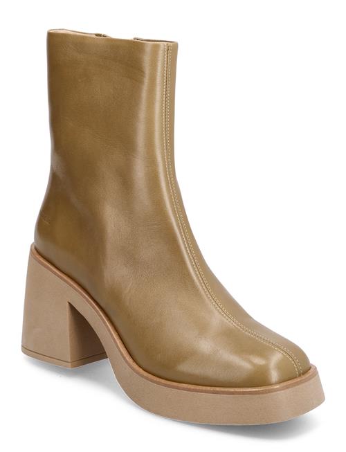 Se ANGULUS Bootie - Block Heel - With Zippe ANGULUS Beige ved Booztlet