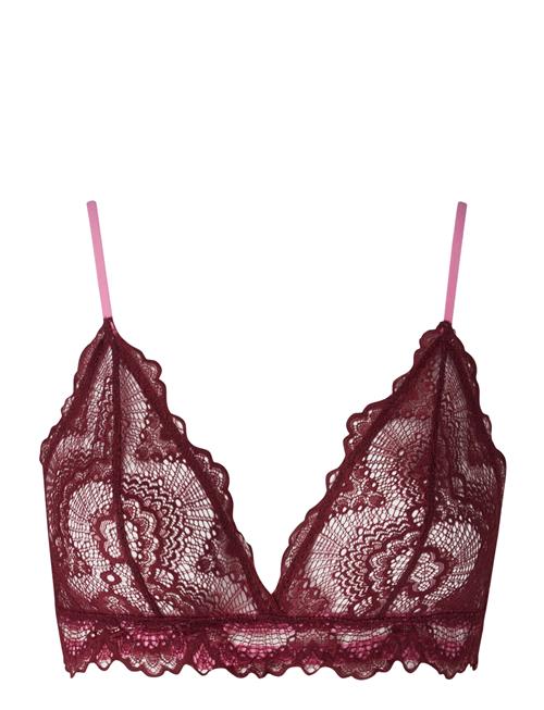 Se Understatement Underwear Lace Triangle Bralette Understatement Underwear Burgundy ved Booztlet