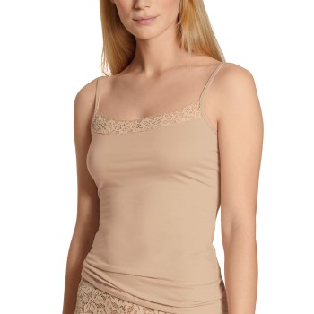 Calida Natural Comfort Lace Spaghetti Top Beige bomuld Large Dame