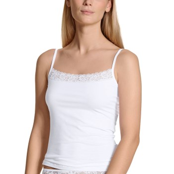 Calida Natural Comfort Lace Spaghetti Top Hvid bomuld X-Small Dame